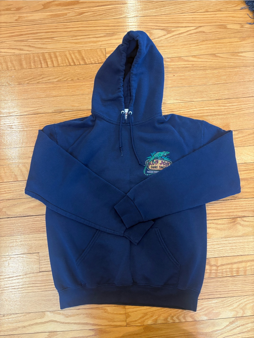 Ron Jon Navy Blue Pullover Hoodie with Surf Patch